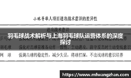 羽毛球战术解析与上海羽毛球队运营体系的深度探讨